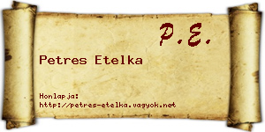 Petres Etelka névjegykártya